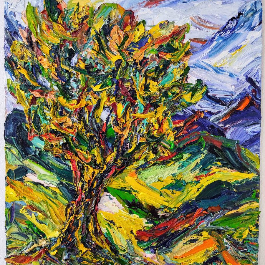 Harry Meyer, Baum, 2022, Öl auf Leinwand, 110x100 cm