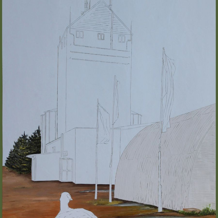 Andrea Imwiehe, Constructing Childhood_04, 2018, Acryl auf Holz,160x80 cm