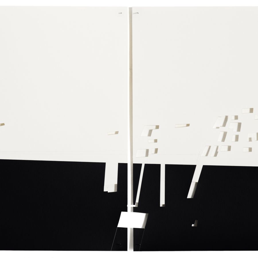 katja Blum, o.T., Folie auf geschnittenem Papier, 2013, 40 x 81 cm