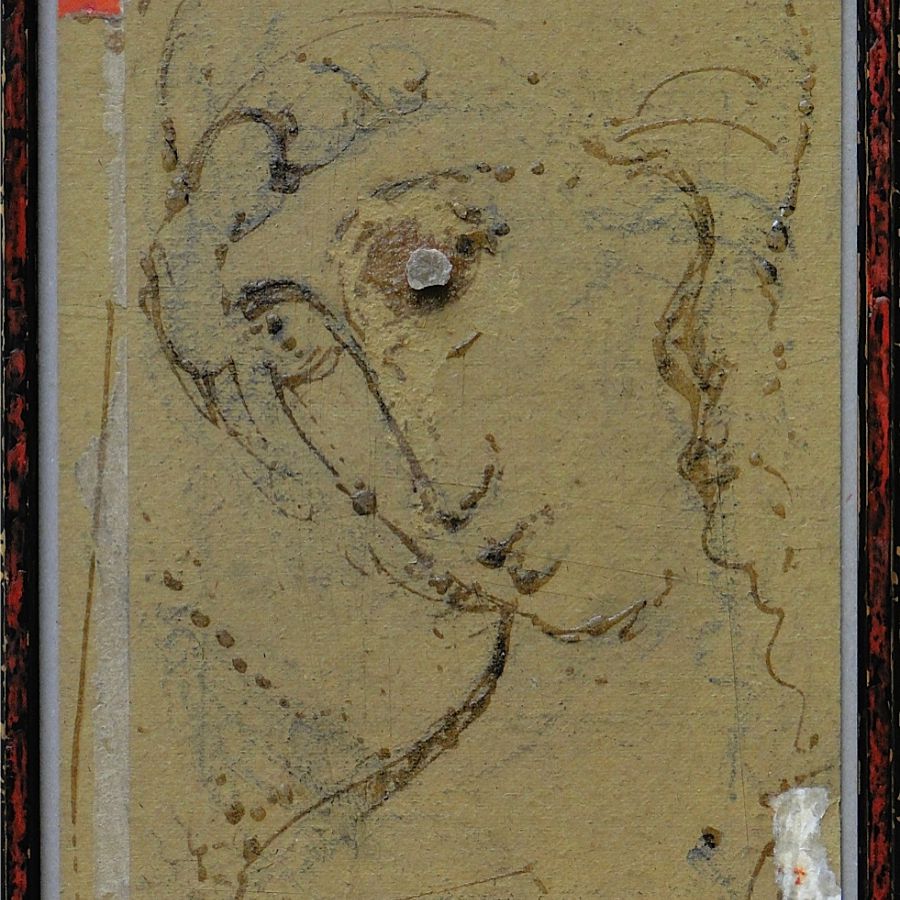 Martin Paulus geneigtes haupt VI, 2019, mixed media, 43 x 33 cm
