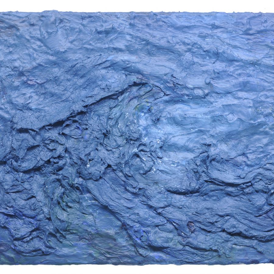 Sabine Seemann, blaue substanz, 2017, Acryl, Tissue auf Nessel, 60 x 80 cm

