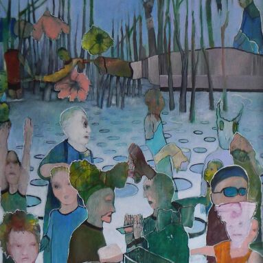 Herwig Gillerke, Nick Cave & The Bad Seeds, 2023, Acryl auf Leinwand, 200x110 cm